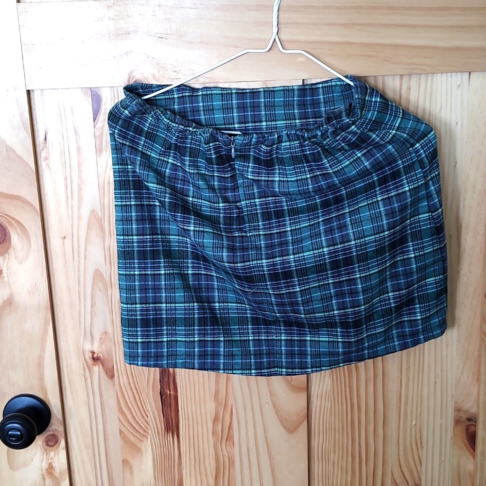 Green plaid skirt